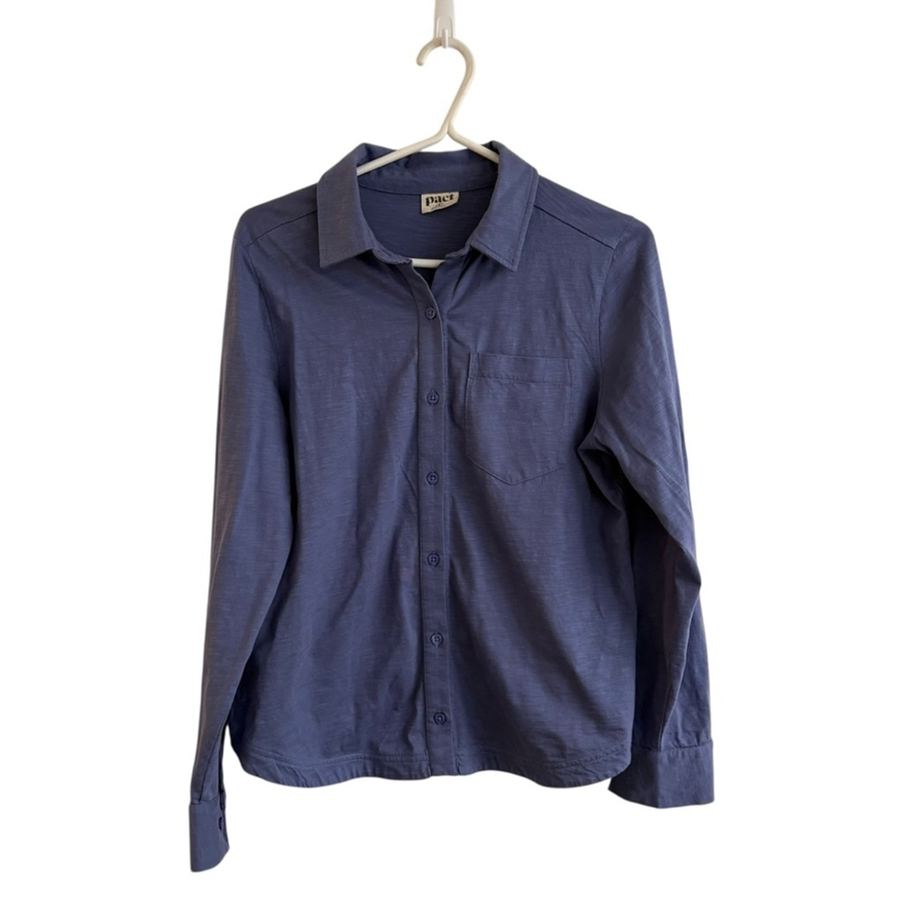 Pact 100% Organic Cotton Long Sleeve Button Up Top Sz Small